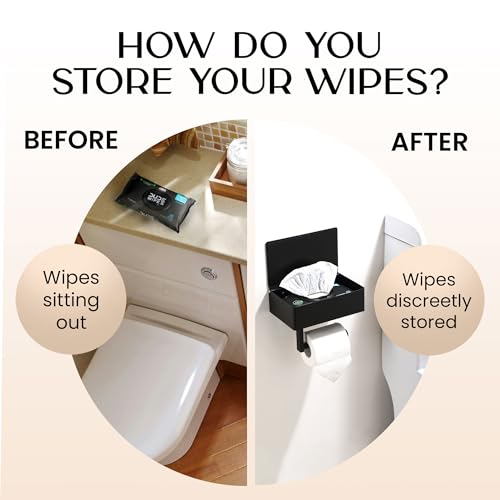 Day Moon™ Toilet Paper Holder with Shelf & Storage (Matte Black)