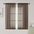 Sheer Chocolate Curtains for Bedroom Living Room 54 Inch Length 2 Panels Set (Chocolate / 42"W x 54"L (Pack of 2))