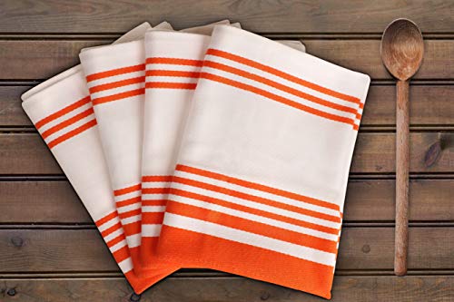 Kitchen Towels 100% Cotton Dish Towels for Kitchen (20" x 30" (Set of 6) / 053 Orange/White)
