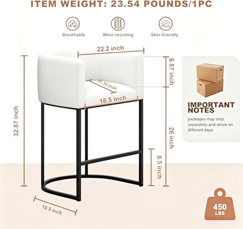 26" H Counter Height Bar Stools Set of 3 (White / Set of 3)