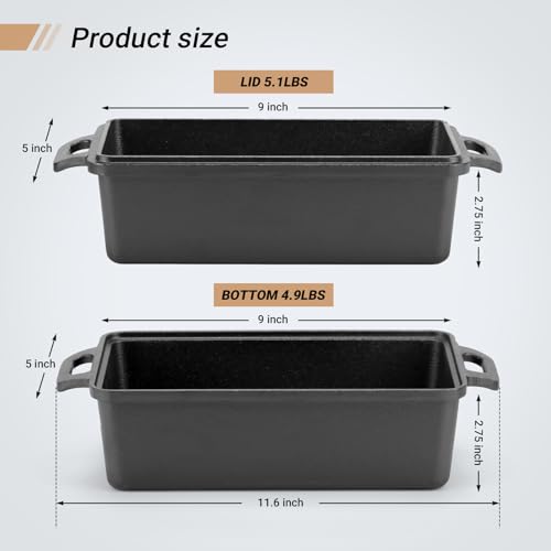 9×5 Inch Cast Iron Loaf Pan with Lid