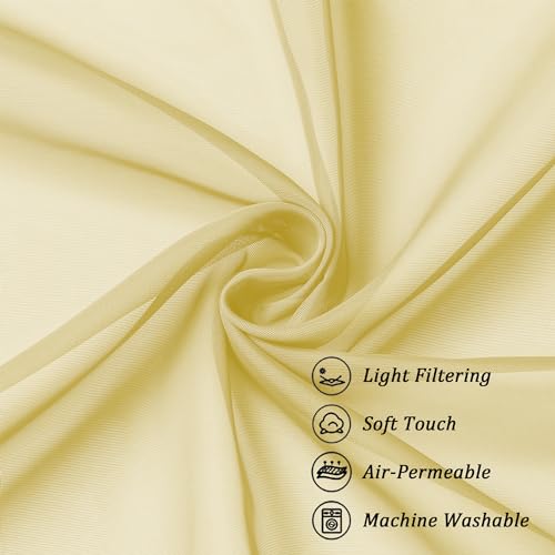 Mustard Yellow Short Sheer Curtains 24 inch Length (Yellow / 42"W x 24"L (Pack of 2))