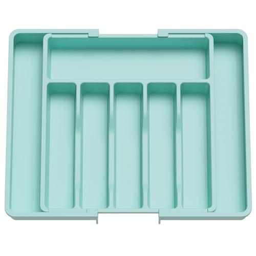 Extra Large Silverware Drawer Organizer (Turquoise / XL (13-22''W x 15''D))
