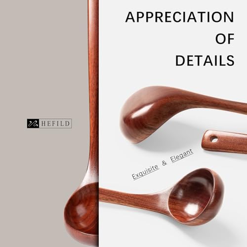 Wooden Soup Ladle for Cooking (Mahogany Reddish Brown / 10.8″-1.6oz)