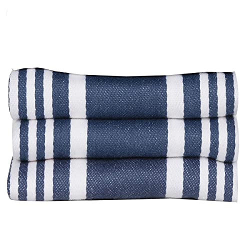 Kitchen Towels Cotton Dish Towels 20”x30” (20" x 30" (Set of 3) / 001 Indigo Blue/White)
