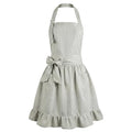 Vintage Apron Ruffle Dress Women 2 Pockets (Green / Stripe)