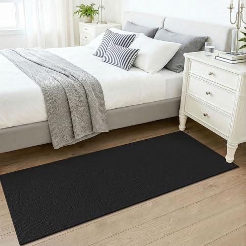 Runners for Hallways 2x5 ft Washable Kitchen Runner Non Slip Rubber Backed Hall Runners Cotton Entryway Runner Rugs Floor Carpet for Indoor Backdoor Bedroom Kitchen (Black/Dark Grey / 2' x 5' (Runner))