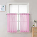 Pink Sheer Curtains 30 inch Length 2 Panels (Pink / 42"W x 30"L (Pack of 2))