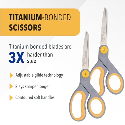 8” Titanium Bonded Scissors with Adjustable Glide and Soft Handle (2-Pack)