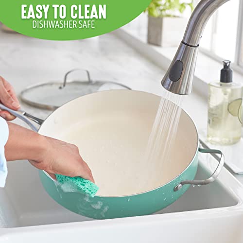 Artisan Healthy Ceramic Nonstick (Turquoise / 5QT Saute Pan Jumbo Cooker / Induction)
