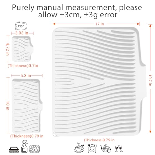 Silicone Dish Drying Mat for Kitchen counter (lvory-Set / 19.7" x 17")