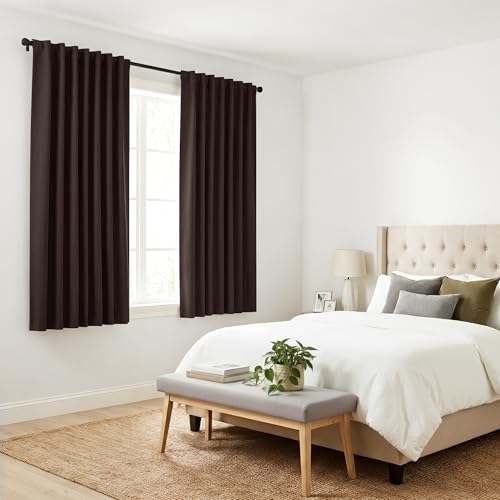 Blackout Curtains Short (Brown / 42"W x 30"L (Pack of 2))