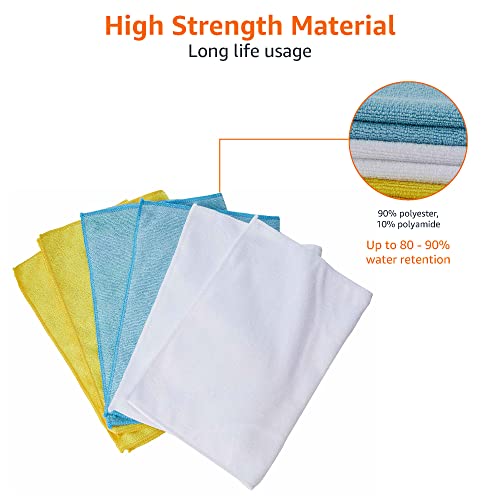 Microfiber Cleaning Cloths for Cars (Blue/White/Yellow / 144-Pack)