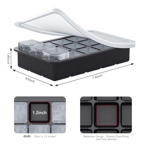 Silicone Ice Cube Tray 3 Pack (Ice Cube Tray 3 Pack / Black+Gray+Navy)