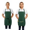 Adjustable Waterproof Aprons with 3 Pockets for Men Women (Green, 2 Pack)