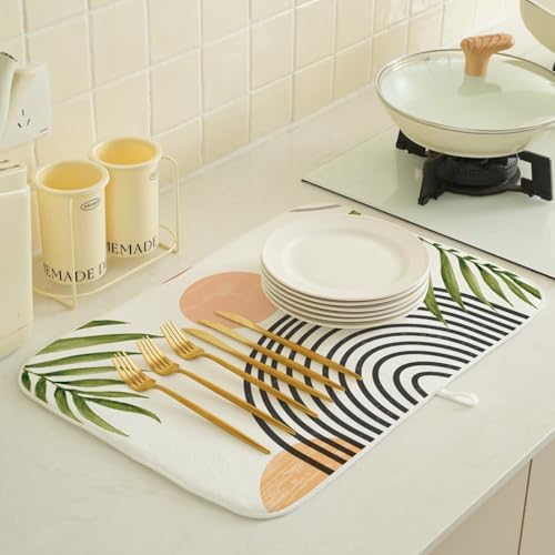 Boho Mid Century Dish Drying Mat 18 x 24 inch (18x24 Inch / Mid Century)
