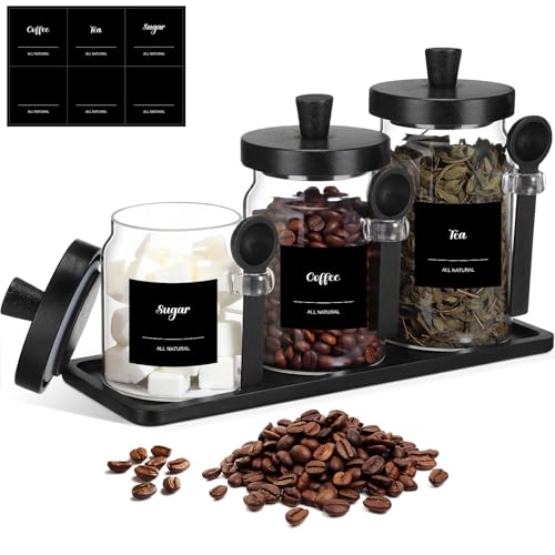 3 Pcs Glass Coffee Container Set (13.5,20,25 oz)