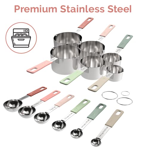 22 Piece Stainless Steel Measuring Cups and Spoons Set (Country Chic)