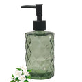 12Oz Green Glass Soap Dispenser with Plastic Pump (Green Diamond)