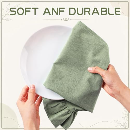 2 Pcs Sage Green Kitchen Towels Retro Towels Cotton Ruffled (Sage Green / Retro)