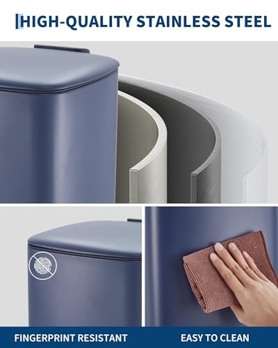 8 Gal Kitchen Trash Can (Navy Blue)