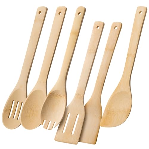 Wooden Spoons for Cooking (Bamboo Yellowish)