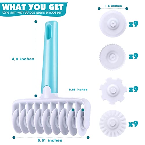 Pastry Dough Lattice Cutter Wheel Roller Fondant Ribbon Cutter with 4 Different Gears Embosser Set Household Time (Blue)