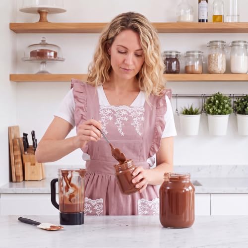 Vintage Aprons for Woman with Pockets Cute Lace Ruffle Adjustable Apron for Cooking Kitchen Baking Gardening (Pink)
