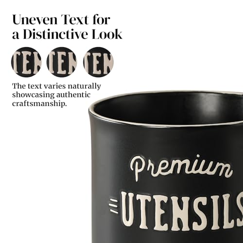 7.2" Large Ceramic Utensil Holder for Kitchen Counter (7.2 Inch / Matte Black)