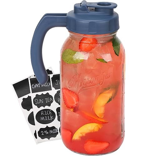 Glass Mason Jar Pitcher with Lid (Hale Navy)