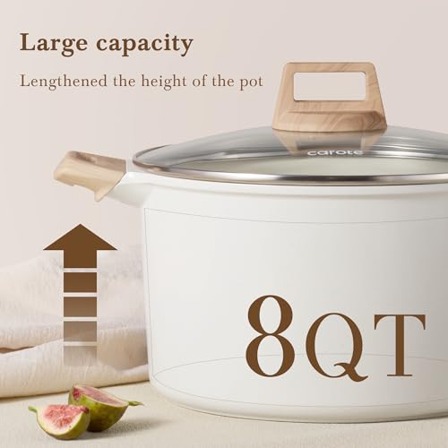 Nonstick Stock Pot with Lid (Cream White / 8QT)