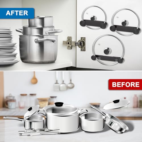 4 Pack Pot Lid Organizer for Cabinet Door (Black)