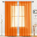 Basic Rod Pocket Sheer Voile Window Curtain Panels Orange 2 Panels 52 Width 54 Inch Long for Kitchen Bedroom Children Living Room Yard (Orange / 52"W x 54"L (Pack of 2))