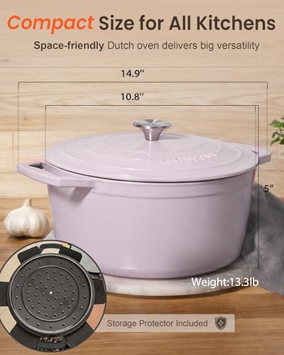 6QT Cast Iron Dutch Oven Pot with Lid (Chiffon)