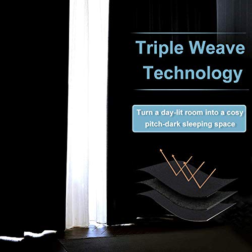 Short Blackout Curtains for Bedroom (Black / 34"W x 48"L (Pack of 2))