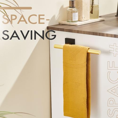 Bathroom Towel Bar Hand Towel Holders Wall Mount Toilet Kitchen Cabinet Paper Holder Stainless Steel Bath Hardware Black with Gold (Black Gold / 1 Pack)