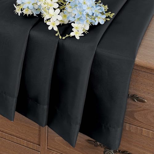 Black Window Sheer Curtains 54 inch Length (42"W x 54"L (Pack of 2) / Black)