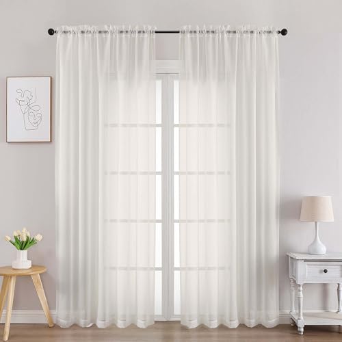 Ivory Sheer Curtains 78 Inches Long 2 Panels (Ivory / 42"W x 78"L (Pack of 2))