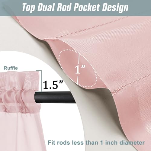 Blush Sheer Curtains for Window 72 inches Long 2 Panels Set (42"W x 72"L (Pack of 2) / Blush Pink)