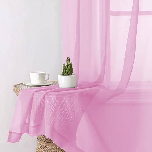 Light Pink Sheer Curtains 78 Inches Long 2 Panels Set (Light Pink / 42"W x 78"L (Pack of 2))