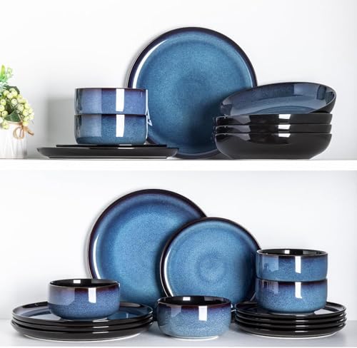 Ceramic Plate Set of 6 (8.5 Inch for 6 / Reactive-Blue)