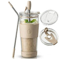 19 oz. Clear Double Wall Glass Coffee Tumbler (Biege)