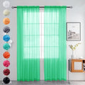 Solid Sheer Rod Pocket Curtain Voile Draperies 2 Panels White Beige Black Grey Coffee 52 Inch Width 54 Inch Long 1 Pair for Kitchen Bedroom Children Living Room Yard (Grass Green / 52"W x 54"L (Pack of 2))