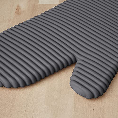 Ribbed Soft Silicone Oven Mitt 2 (7.5"x13" / Charcoal Grey)