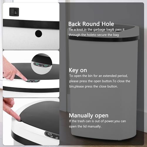 13 Gallon 50 L Kitchen Trash Can with Lid (White / 3 Trash Can)