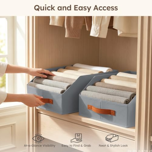 Fabric Storage Bins for Organizing (Grey / 8 Pack)