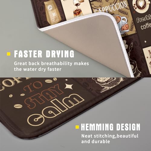 Brown Coffee Dish Drying Mat 16x18 Inch Coffee Cup Espresso Machine Pad Absorbent Washable Dish Rack Pad for Kitchen Counter Cafe Bar (brown coffee / 16" x 18")