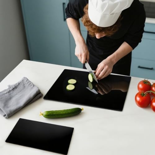 4 Pack Tempered Glass Cutting Board for Kitchen Counter (Black / Two Sizes)