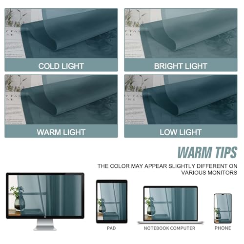 Dusty Blue Sheer Curtains Tier 30 Inches Length 2 Panels (42"W x 30"L (Pack of 2) / Dusty)