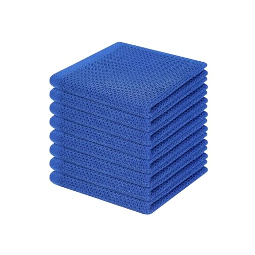 100% Cotton Waffle Weave Kitchen Dish Cloths 8 (Blueberry / 12 X 12 - 8 Pack)
